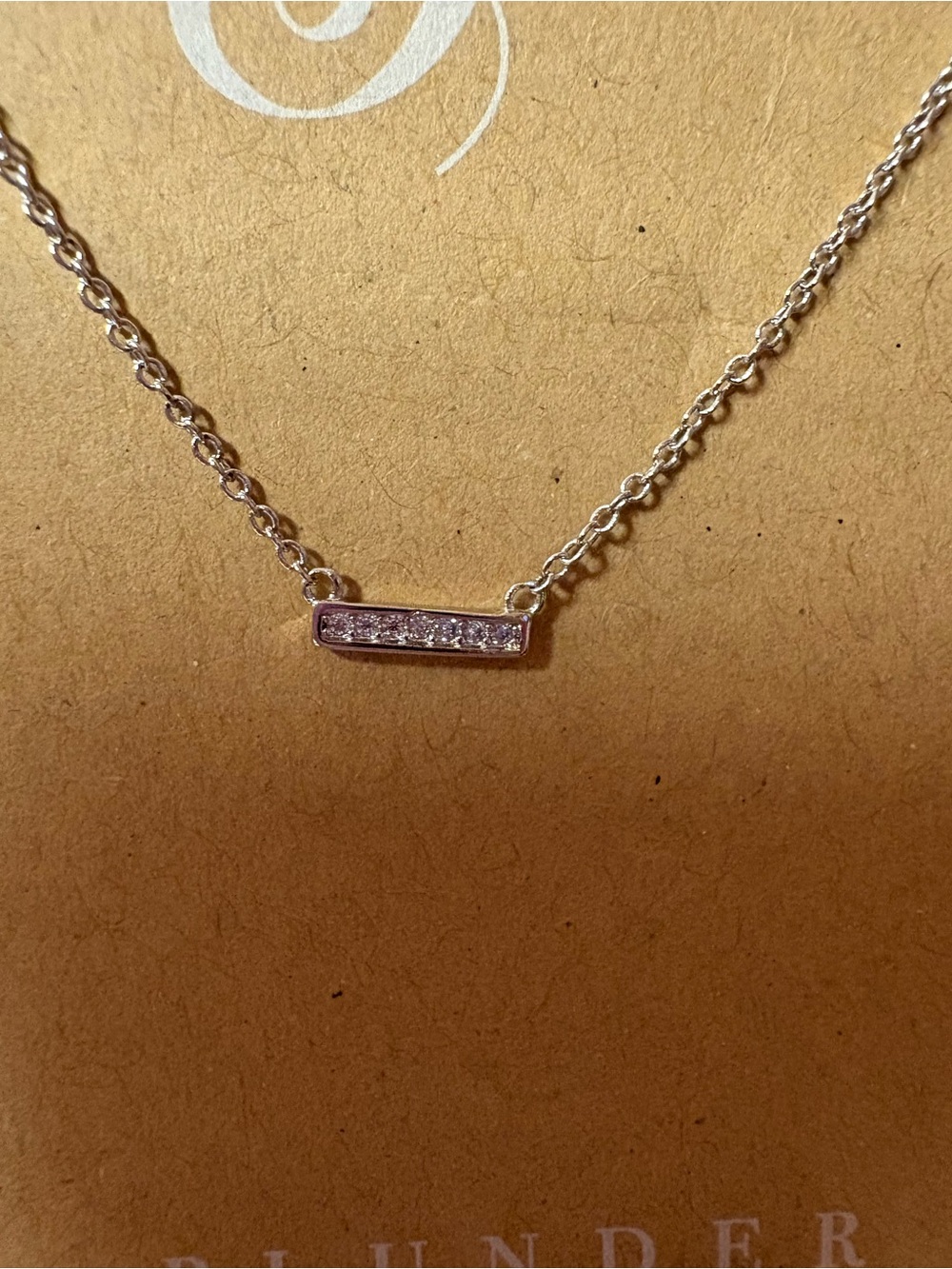 Plunder Silver Tone Crystal Bar Pendant Necklace Minimalist Jewelry - Picture 2 of 5